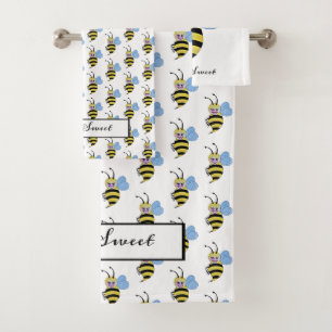 Abeja Cuidada De Acuarela Con Sonrisa Feliz