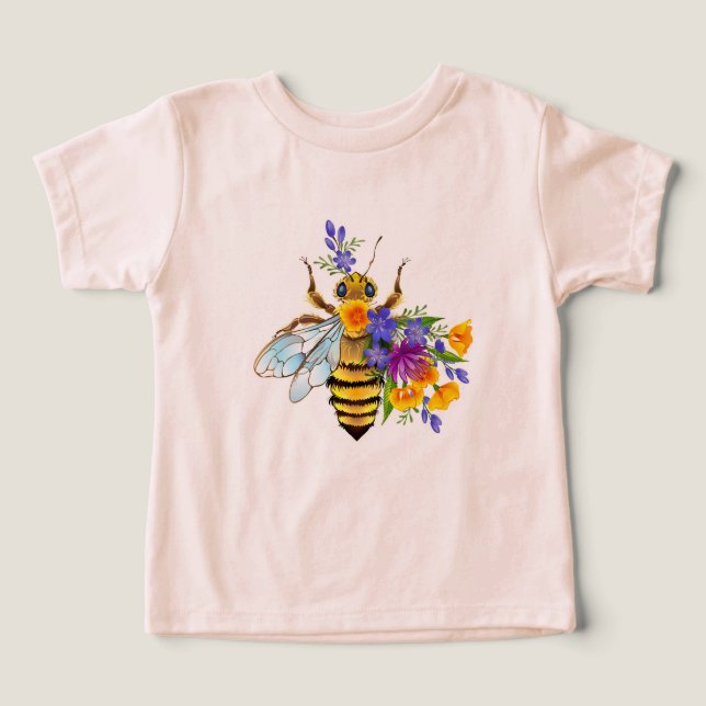 Abeja de flor con plantas silvestres (Diseño delantero )