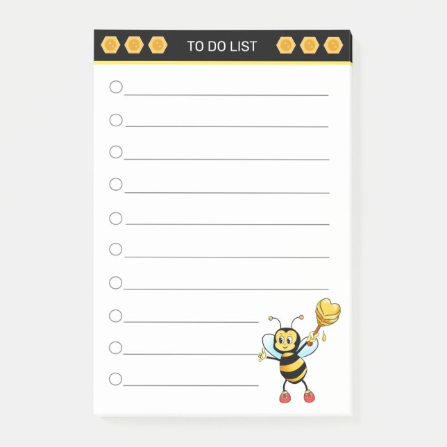 Abeja de miel dulce en notas post-it en blanco y n (Anverso)