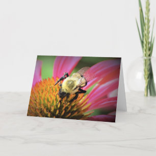 Abeja de miel en el deflor, tarjeta