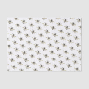 Abeja de miel estilizada sobre papel de tejidos bl