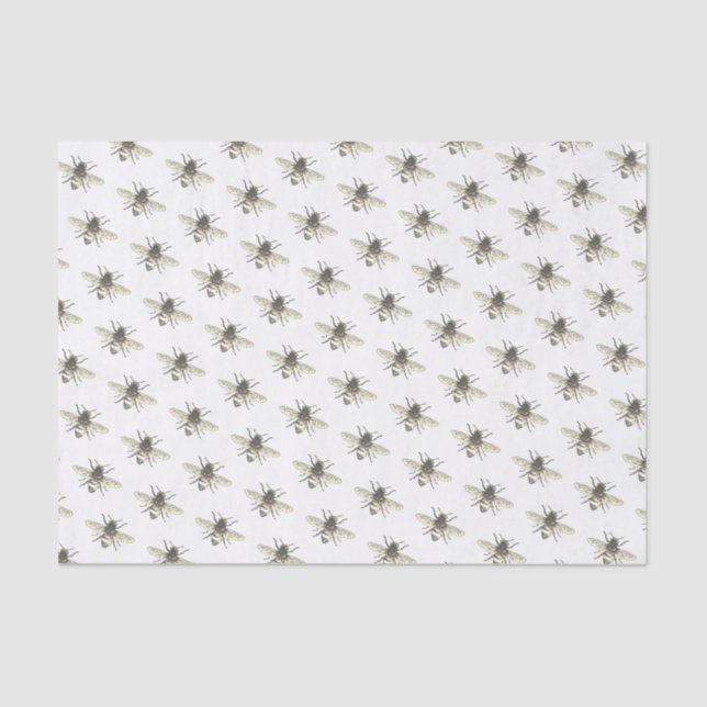 Abeja de miel estilizada sobre papel de tejidos bl (Anverso)