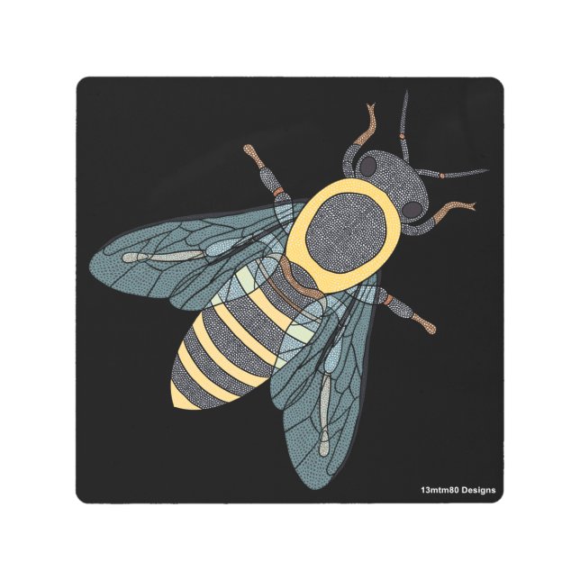 Abeja de miel (negro) - Impresión Metalizado (Anverso)