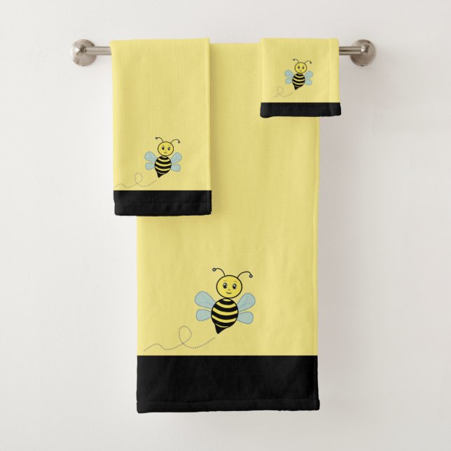 Abeja de miel sobre conjunto de toallas de baño ne (In situ)