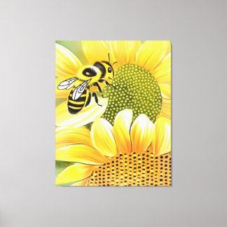 Abeja De Miel Sobre El Arte De La Cuta De Girasol