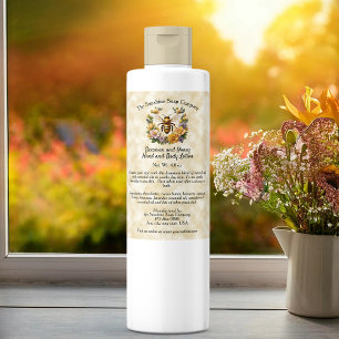 Abeja de miel sobre papel de pergamino falso etiqu