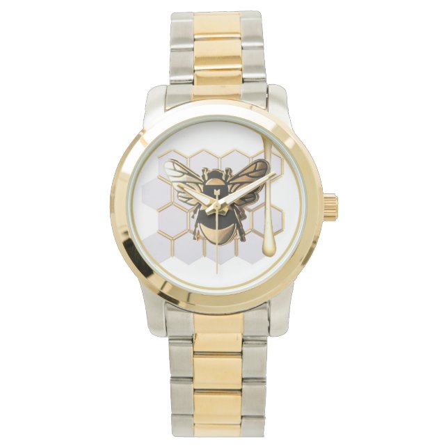 abeja dorada y reloj de pulsera de colmena (Anverso)