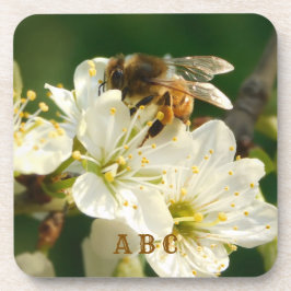 Abeja en Flor de Ciruelo Posavasos de Plástico Dur