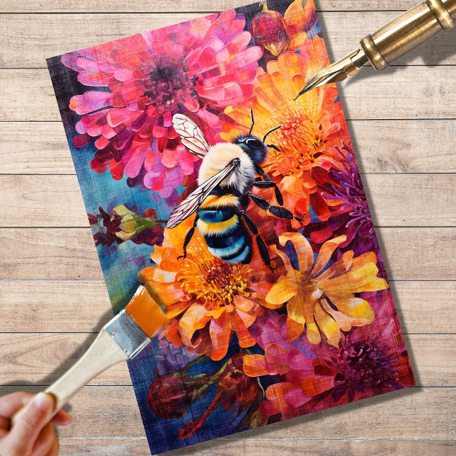 Abeja en papel de árbol de descomposición de flore (Subido por el creador)