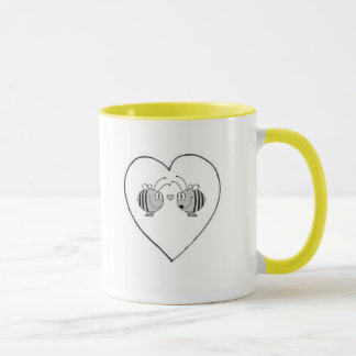 Abeja en taza de café del amor