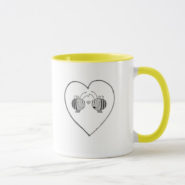 Abeja en taza de café del amor (Derecha)