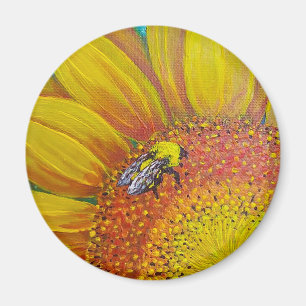 Abeja en un imán girasol