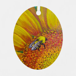 Abeja en un ornamento de girasol