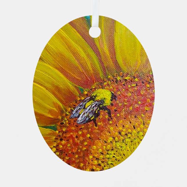 Abeja en un ornamento de girasol (Anverso)