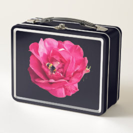 Abeja en una flor rosa oscura