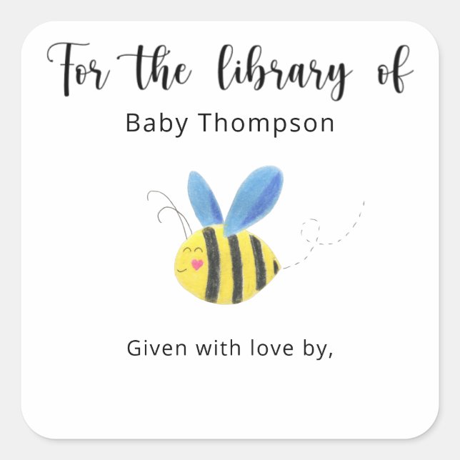 Abeja - Etiqueta para libros de regalo de baby sho (Anverso)