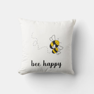 Abeja feliz tirar almohada para poner una sonrisa 