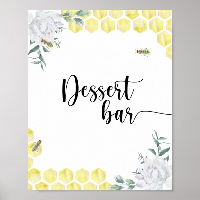 Abeja floral - Póster de barra de postres (Frente)