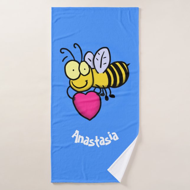 Abeja graciosa y linda con ilustracion personaliza (Toalla de baño)