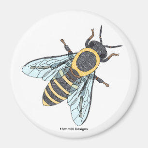 Abeja melífera (blanca) - Imán redondo