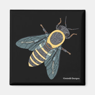 Abeja melífera (negra) - Imán cuadrado