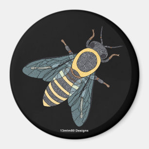 Abeja melífera (negra) - Imán redondo