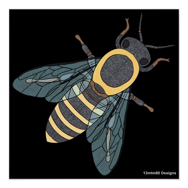 Abeja melífera (negra) - Impresión de cartel (Anverso)