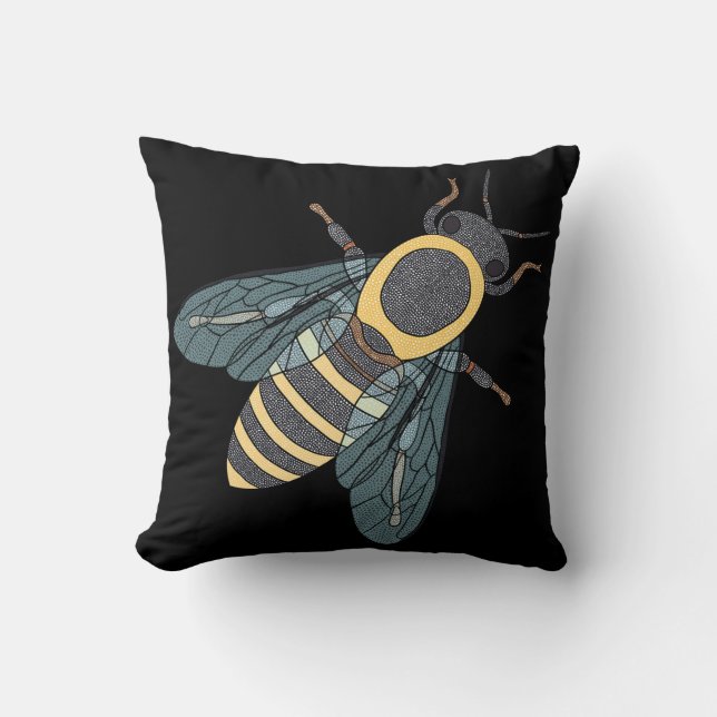 Abeja melífera (solitaria negra) - Almohada (Anverso)