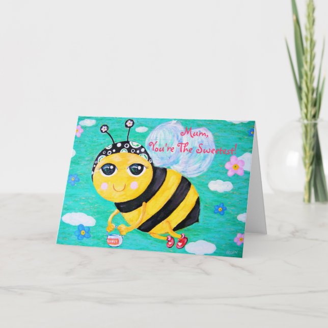 Abeja mi tarjeta del día de la madre de mi miel (Anverso)