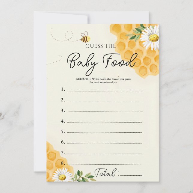 Abeja miel Adivina la tarjeta de juego de comida p (Anverso)