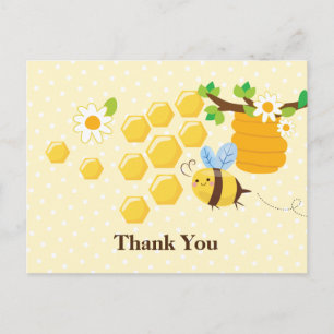 abeja miel y flores tarjeta de agradecimiento