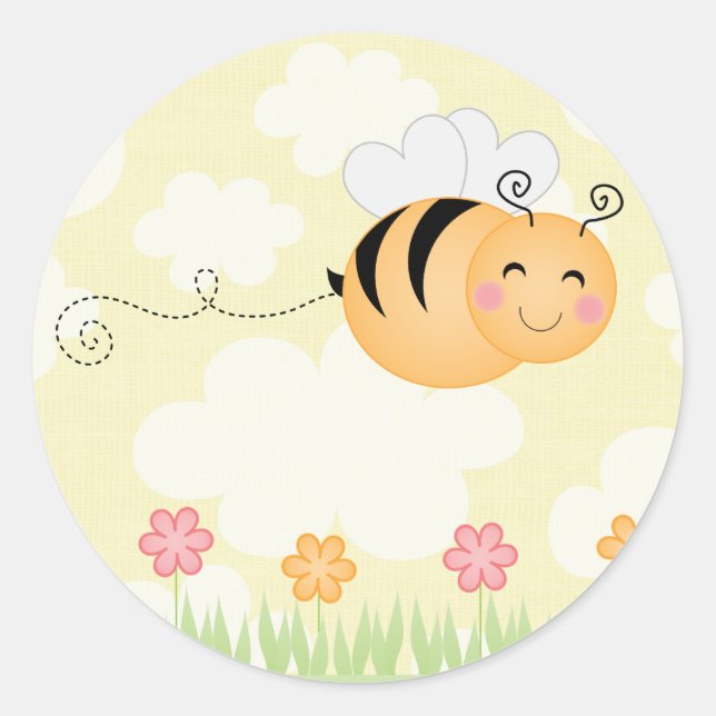 Abeja personalizado y pegatina de flores de colmen (Anverso)
