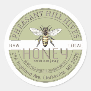 Abeja reina con advertencia infantil Etiqueta de m