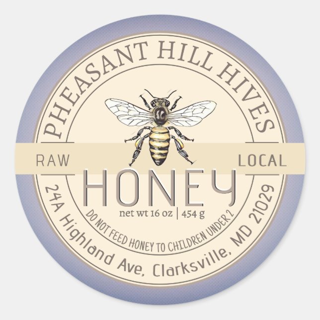 Abeja reina con advertencia infantil Etiqueta de m (Anverso)