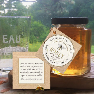 Abeja reina en Kraft Honeycomb etiqueta de cuello