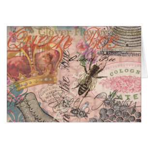 Abeja Reina Vintage Hermoso Collage