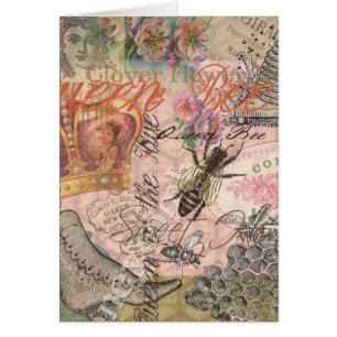 Abeja Reina Vintage Hermoso Collage