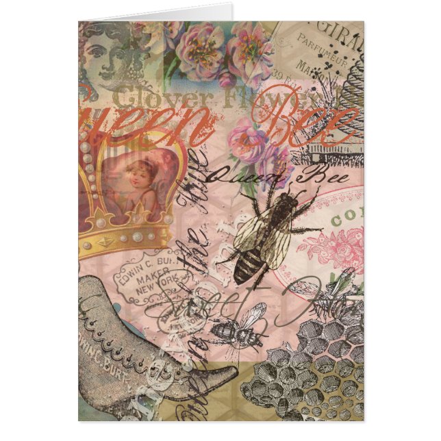 Abeja Reina Vintage Hermoso Collage (Frente)