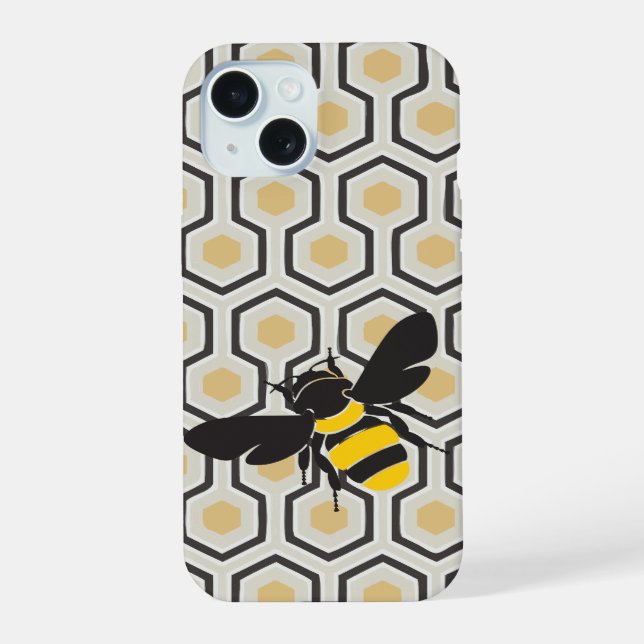 Abeja Retro y Patrón de Panal (Reverso )
