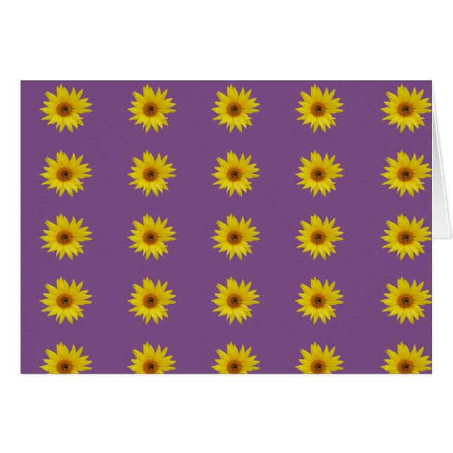 Abeja sobre el patrón de girasol amarillo en morad (Anverso (Horizontal))