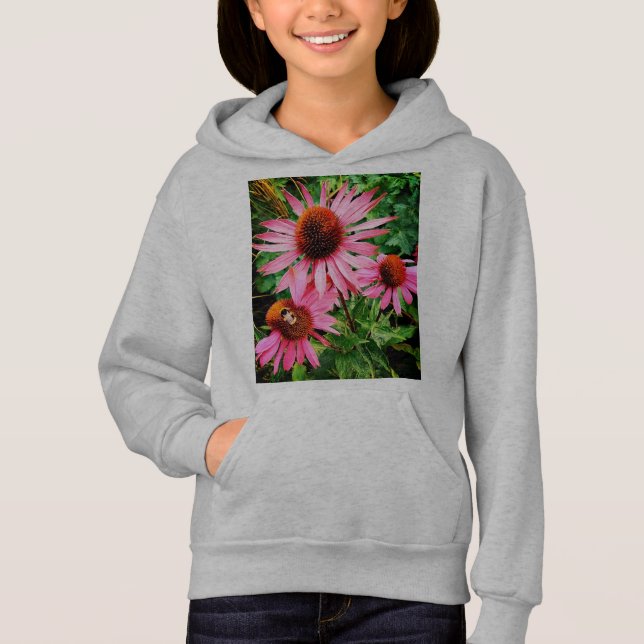 Abeja, sobre flores rosadas (Anverso)