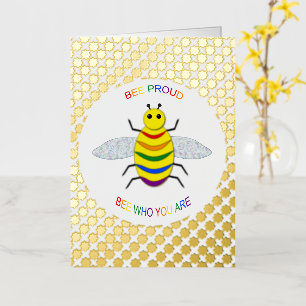 Abeja y flores de arcoíris orgulloso LGBT lindo pe