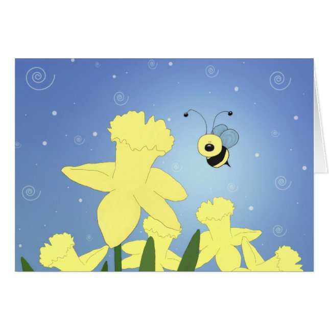 Abeja y narcisos del dibujo animado (Anverso (Horizontal))