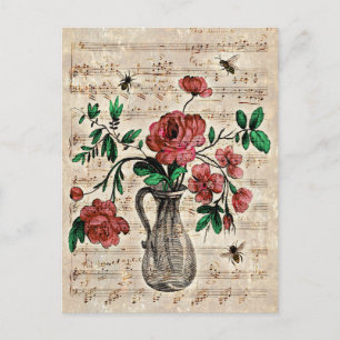 Abejas antiguas, rosas y notas musicales