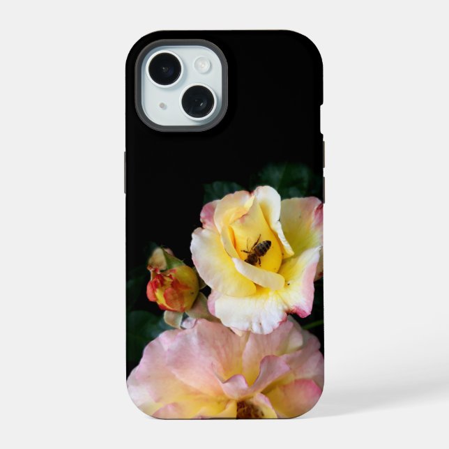 Abejas con flores de rosas amarillas rosas (Reverso )