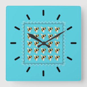 Abejas con reloj de pared acrílico azul