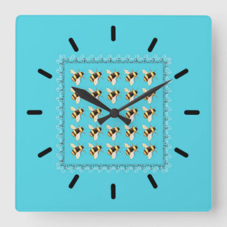 Abejas con reloj de pared acrílico azul