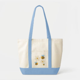 Abejas cortas con flores blancas en una bolsa de t