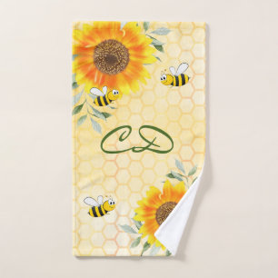 Abejas de burbuja feliz monograma floral de giraso