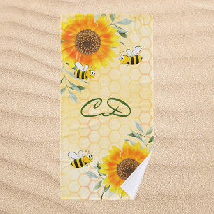 Abejas de burbuja feliz monograma floral de giraso